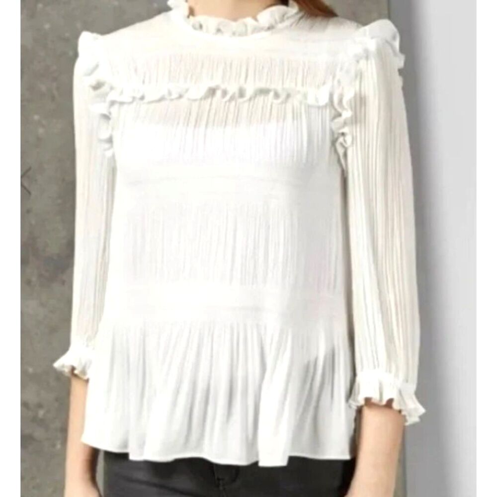 TED BAKER White High Neck Blouse - US Size 4 - NWT